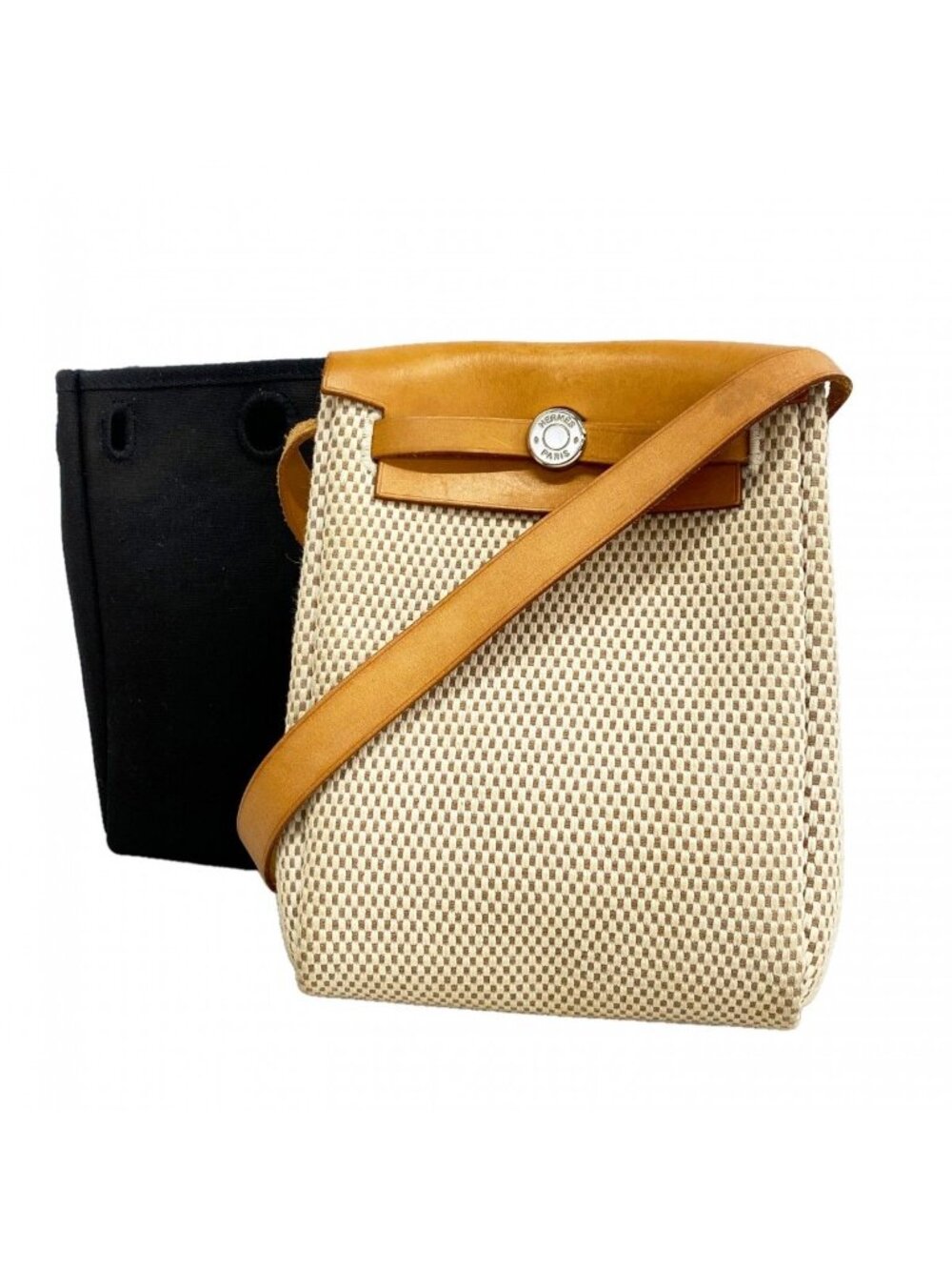 Hermes Shoulder Bag Herbag TPM Toile GM Natural Silver